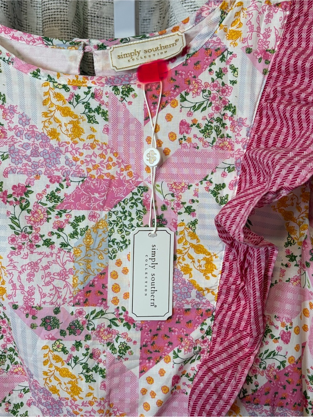 Simply southern patchwork sleeves NWT cotton Maxi dress B 38” L - Picture 2 of 5